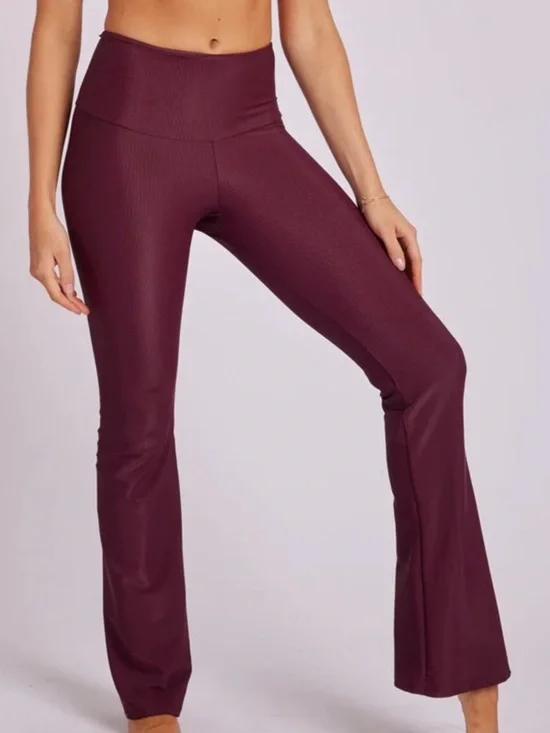 ONZIE Fig Rib Studio Flare Ribbed Pant Mid Rise Active Yoga Gym Bottoms Size XS‎