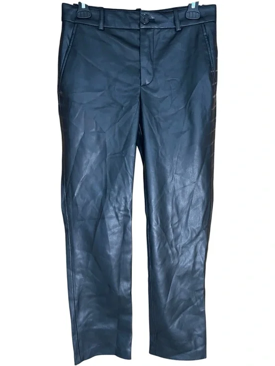 Zara Faux Leather Pleather Ankle Trousers Black