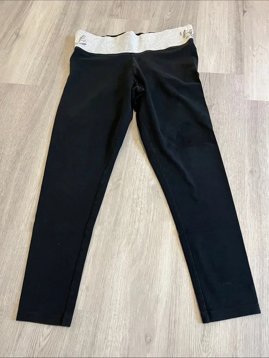 PINK Victoria's Secret Black Leggings with Silver Waistband