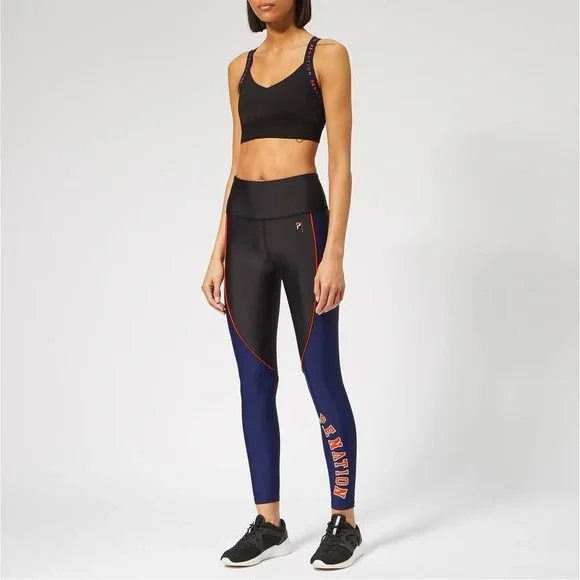 P.E Nation Women's Rally Leggings Black Navy Blue Sz M