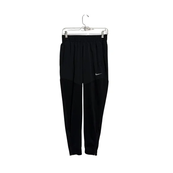 Nike Womens Black Tapered Jogger Athletic Track Pants Zipper Cuffs Small