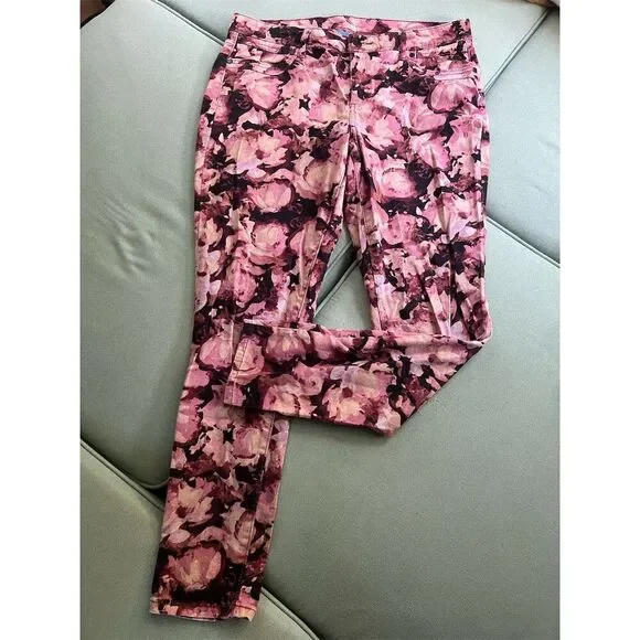 Simply Vera Vera Wang Women's Floral Skinny Jegging Pants Size 12 Pink