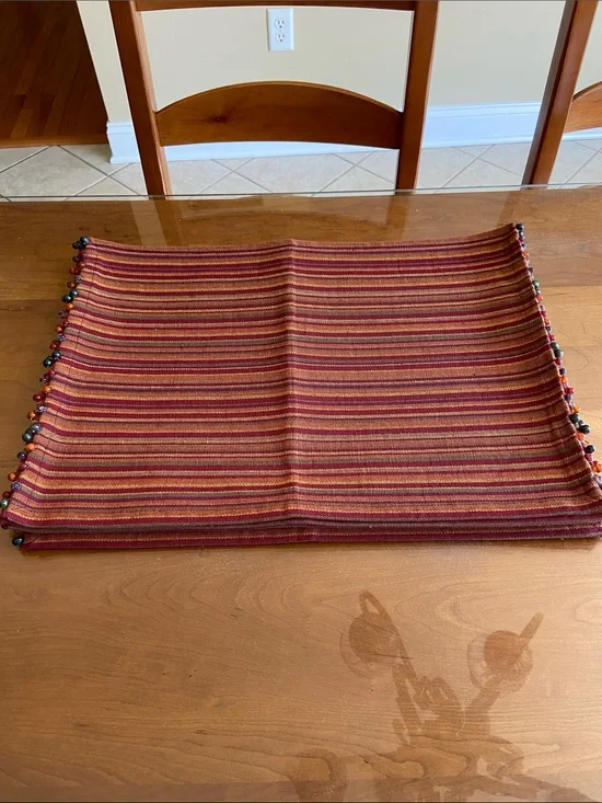 Vintage Pier 1 Burgundy, Rust and Gold Placemats. Brand new. Set of Six.
