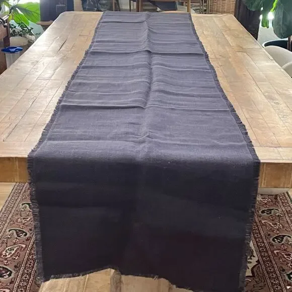 World Market 100% Jute Dark Purple Rectangular Table Runner 20x108