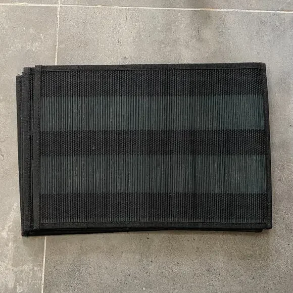 Set‎ of 5 Black Woven Placemats Reed and Cord On Fabric Backing