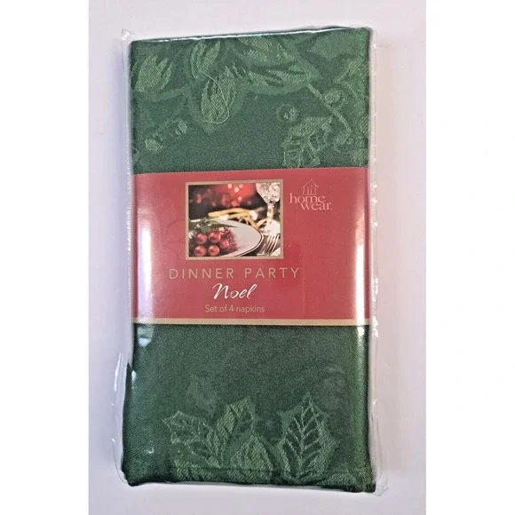 Macy's Homewear Dinner Party Noel Napkins Set of 4 Green 18x18