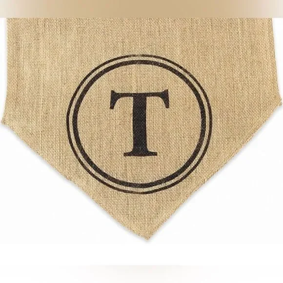 Mudpie burlap table runner monogram “T”