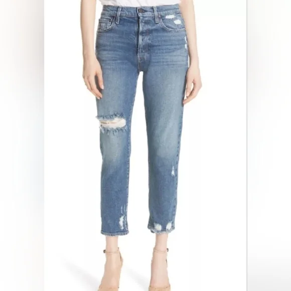AO.LA by Alice + Olivia Womens Blue Medium Wash High Rise Straight Jeans