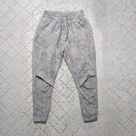 Gymshark Chalk Joggers Women's Small Gray White Paint Splatter Cut Out Knees Zip