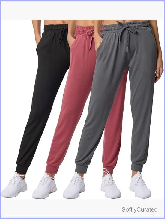 3 Pack Women's Lounge Joggers Sweatpants with Pockets Active Workout