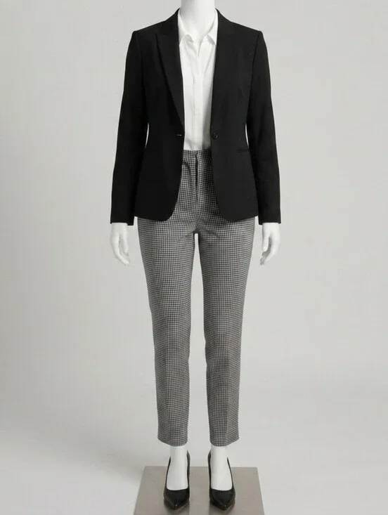LOFT Black & White Houndstooth Skinny Trousers – Size12  Pre-owned