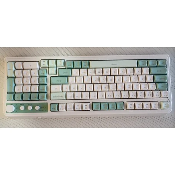 AULA S99 Gaming Keyboard Wireless/Bluetooth/Wired White/Green QWERTY Knob