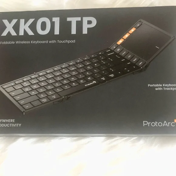 Foldable Wireless Bluetooth Keyboard in Dark Gray with Orange Accent
