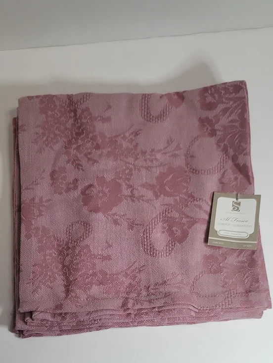 Rose Pink Jacquard Dinner Napkins - 4-Piece Set