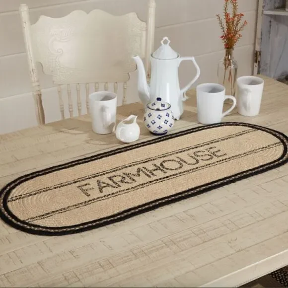 Farmhouse Jute Braided Table Runner Charming Cottagecore Modern Country Rustic