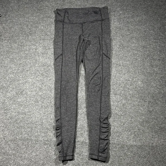 Lululemon Ruffled Leggings Womens Size 6 Heather Gray Sports Activewear Tight‎