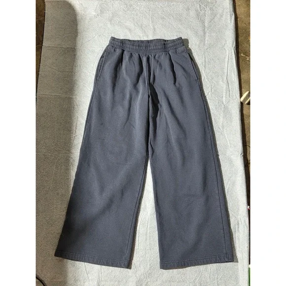 Unbranded Charcoal Gray Wide Leg Sweatpants‎ Elastic Waist Fleece Lounge Pants