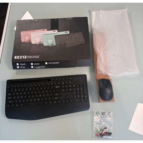 KC213 Wireless Keyboard & Mouse Combo 2.4 GHz Black Open Plug&Play  Box Untested
