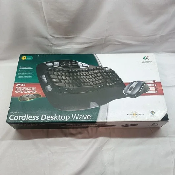 Logitech Cordless Desktop Wave Keyboard & Laser Mouse READ Missing 2 Pieces