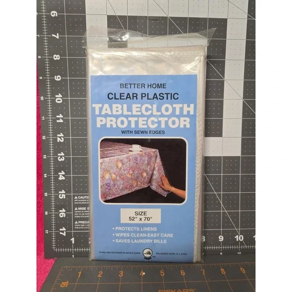 Vintage 1996 Better Home Clear Plastic Tablecloth Protector 52X70