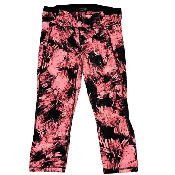 Calvin Klein Pink and Black Quick Dry Capri Leggings Size Large