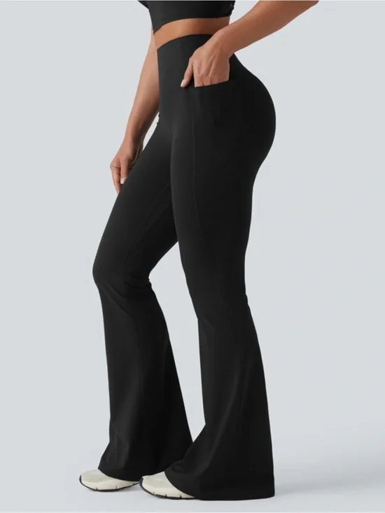HALARA Black High-Waist Flare Pocket Leggings