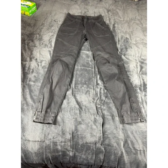 SPANX Moto Jogger Pants Womens Small Petite Gray Stretch Zipper Ankle‎