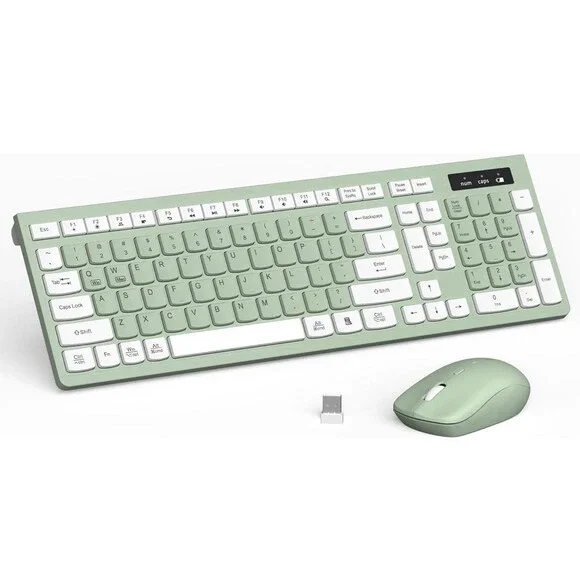Wireless Keyboard and Mouse Combo, 2.4GHz USB Receiver, Silent Keyboard