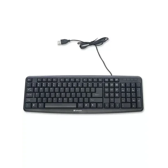 VERBATIM Slimline Corded USB Keyboard - Black NEW