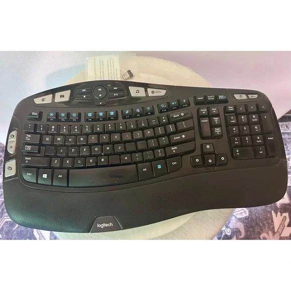 Logitech K350 Wireless Wave Keyboard Ergonomic Black K350 Y-R0053 Unifying USB