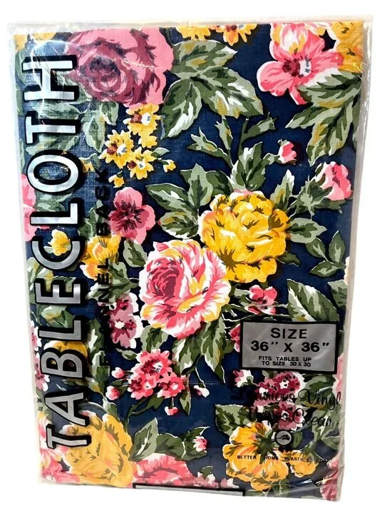 Vinyl Flannel-Backed Floral Tablecloth 36