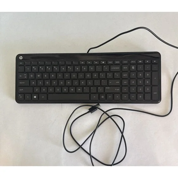 HP USB Wired Keyboard Black Model SK-2028 Standard Very Good
