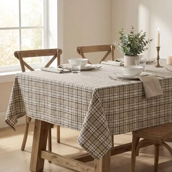 55×104 Inch Rectangular, Buffalo Plaid Fabric Tablecloth, Washable