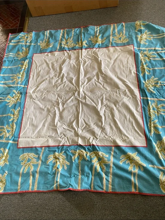 Vintage Palm Tree Print cotton  tablecloth 54” x54”