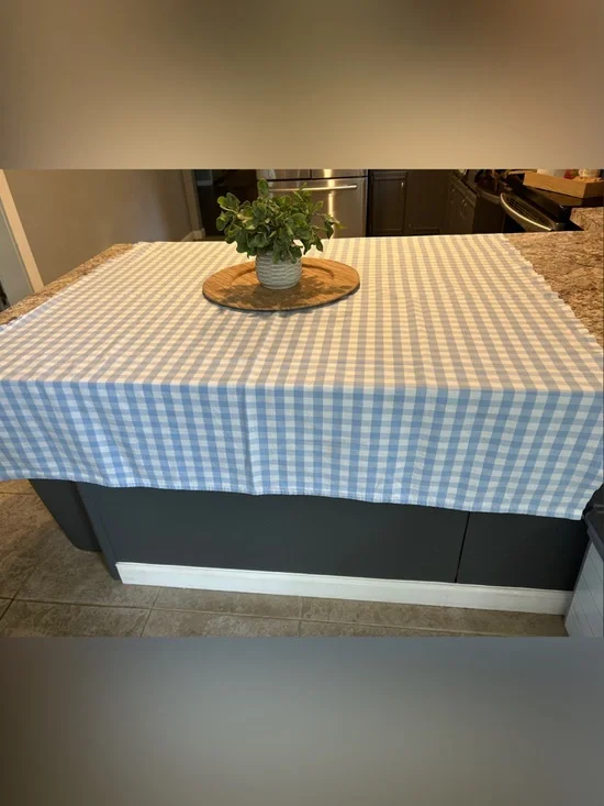 Soft Blue Gingham Tablecloth