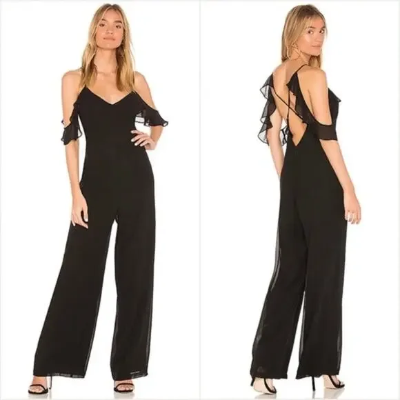 Yumi Kim Black Chiffon Jumpsuit New‎ Small