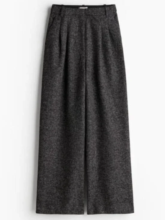 NWT H&M WIDE LEG PANTS IN BLACK MELANGE SIZE 2