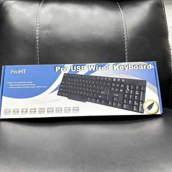 Inland ProHT USB Standard Wired Keyboard - Comfortable Design And Quiet