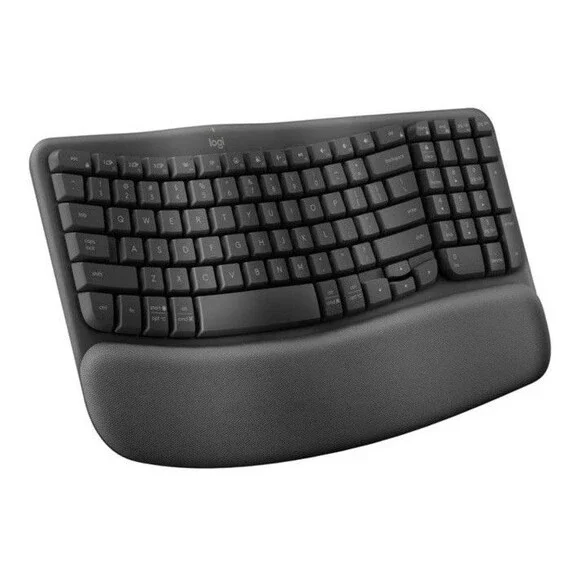 Logitech Wave Keys Bluetooth Keyboard - Black: Ergonomic Design Wrist Rest