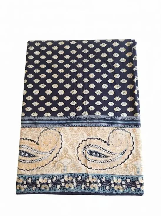Williams Sonoma Paisley Blue Yellow Tablecloth 70
