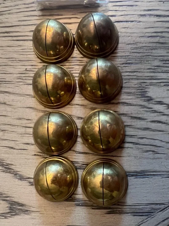 Set of 8 Vintage Brass Dome style Place card holders with white place cards