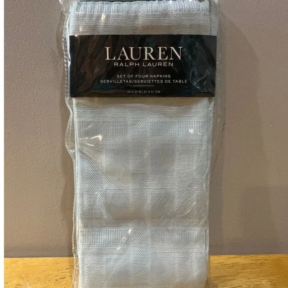 Lauren Ralph Lauren Doheny Ice Flow Gray/Blue Napkins Set of 4 New 20x20