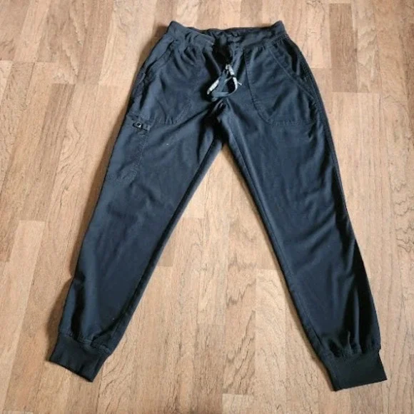 Med Couture Energy Jogger Scrub Pants Black Womens Small 7710 Cargo Pocket Yoga