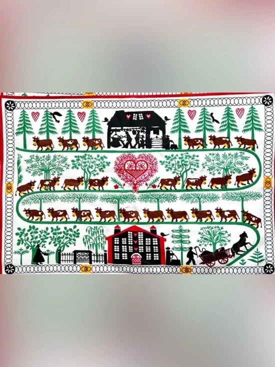 DESSIN DESPOSE MCM FOLK ART PLACEMATS 8pc RUSTIC FARMHOUSE DECOR COWS