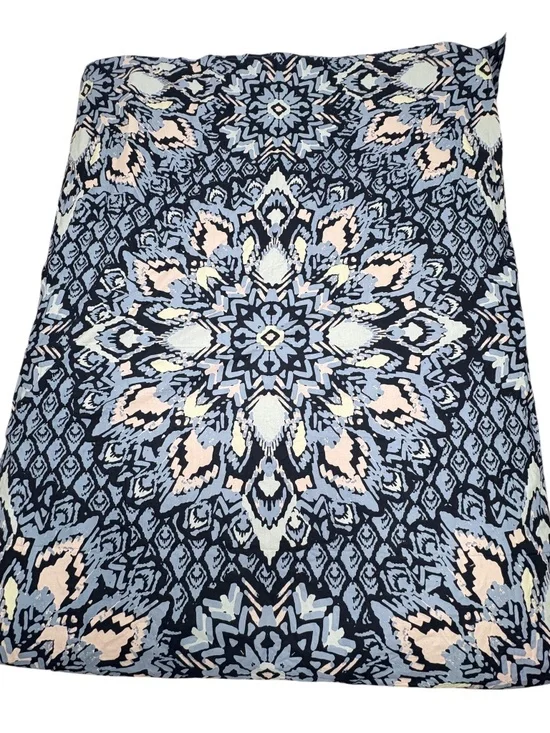 tablecloth Kohl's India cotton 60x76 blue black white mandala corner straps