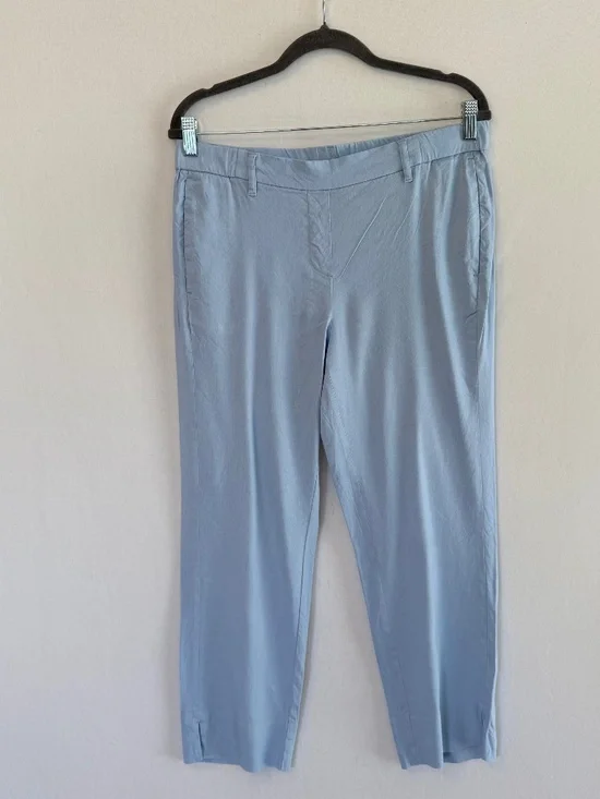 J. JILL Women’s Medium Pale Blue Linen Stretch Elastic Waist Flat Front Pants