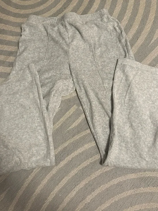 aerie Light Gray Ribbed Waistband Lounge Leggings