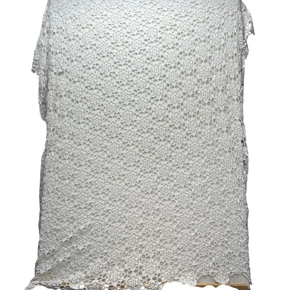 Antique Victorian Edwardian Tatted Lace Coverlet Tablecloth Medallion Scalloped