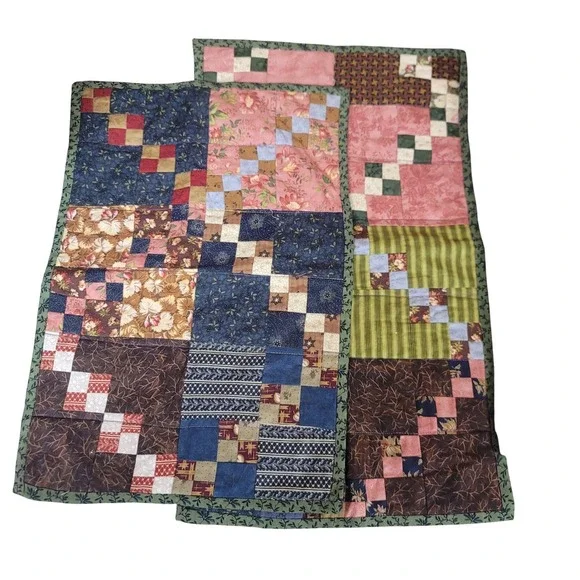 Cottagecore Handmade Quilted Patchwork Table Runner Placemat Rustic Country 2 pc
