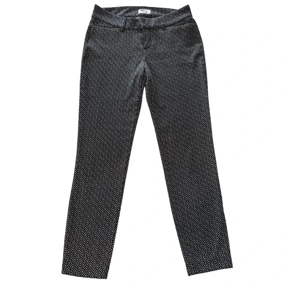 Old Navy The Diva Skinny Pants Womens 2 Black White Excellent Geometric Diamond‎